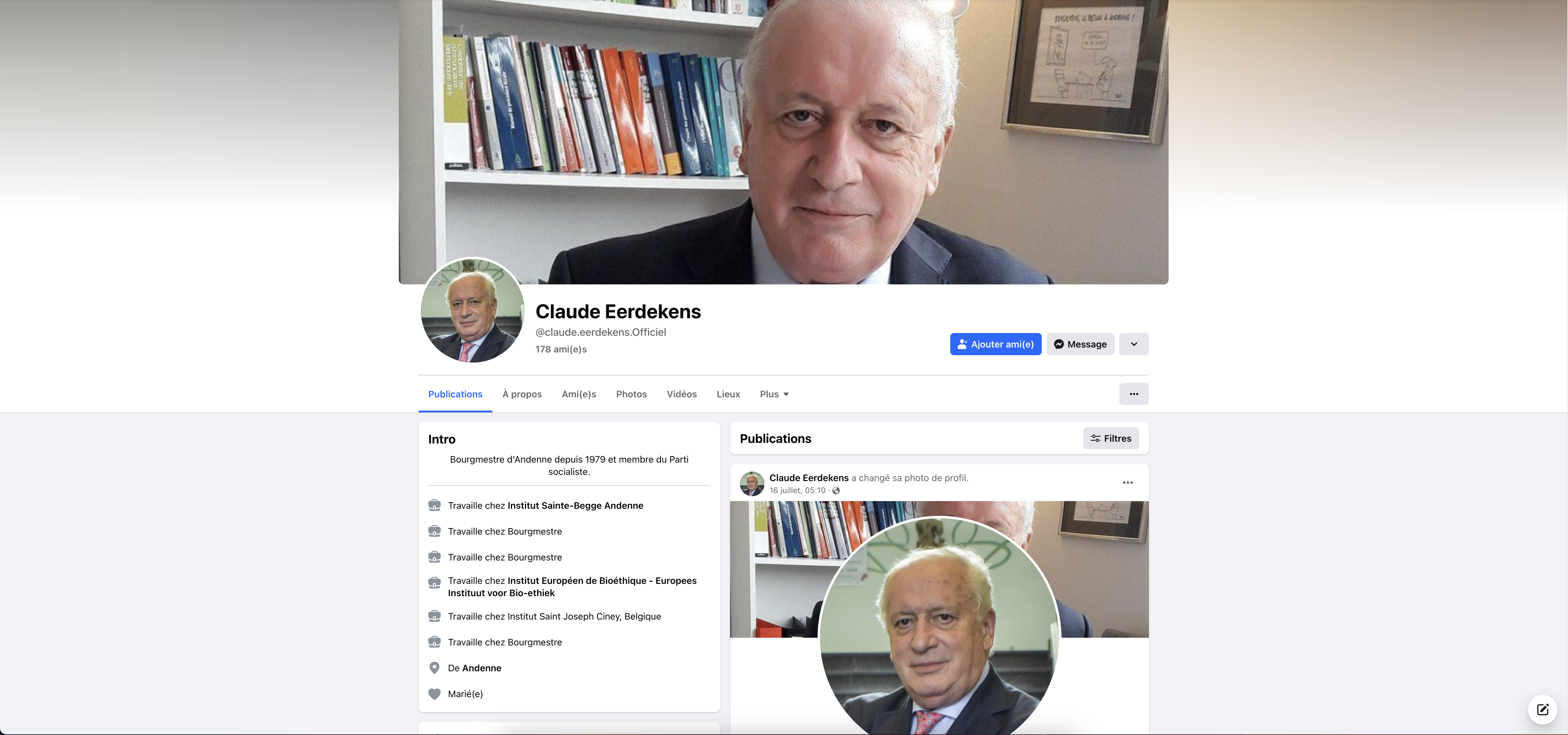 Andenne : un compte Facebook usurpe l'identité de Claude Eerdekens